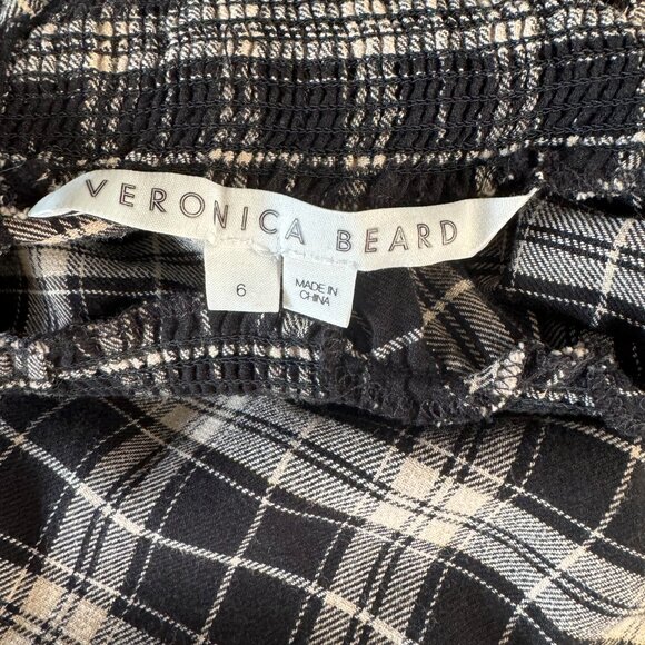 Veronica Beard Black and White Corbie Shirred Plaid Top size 6-8 - Picture 10 of 12